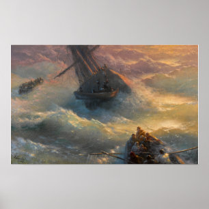 Aivazovsky - Schip dat zijn activiteiten staakt Poster