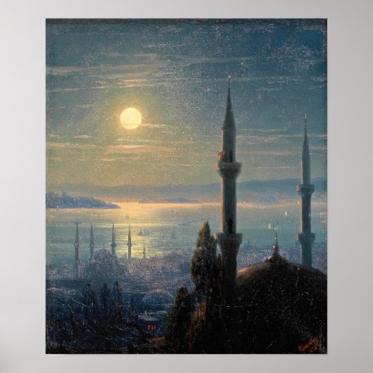 Aivazovsky - Uitzicht van Constantinopel 1876 Poster (Voorkant)