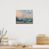 Aivazovsky - Zee met vuurtoren Poster (Keuken)
