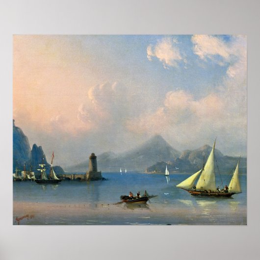 Aivazovsky - Zee met vuurtoren Poster (Voorkant)