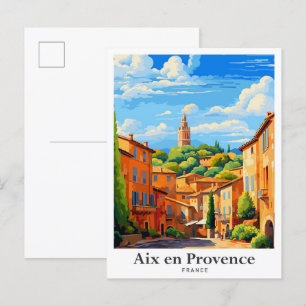 Aix en Provence Frankrijk Art Travel Illustratie Briefkaart
