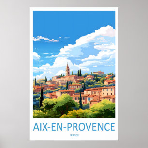 Aix En Provence Vintage Reisposter Ski Nationaal Poster