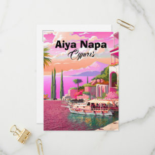 Aiya Napa Reis Poster Kunst, Cyprus Reis Kunst, Uitnodiging Briefkaart