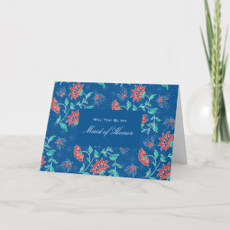 Aiyana Floral Batik Be My Maid of Honor Invitation
