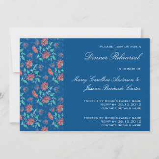 Aiyana Floral Batik Rehearsal Dinner Invitation 3 Kaart