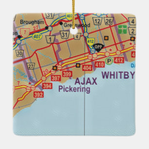 Ajax Ontario Painted Map Keramisch Ornament