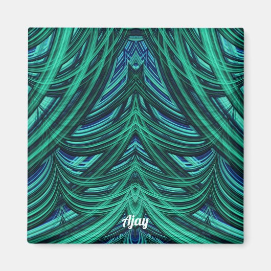 ~ AJAY ~ SUPERBE ! ~ Fractale 3D bleu vert Aimant (Devant)