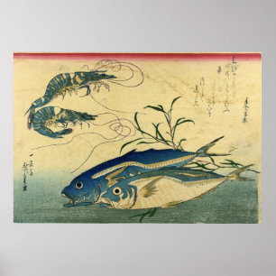 Aji & Ebi - Hiroshige's kleurrijke Japanse vis Poster