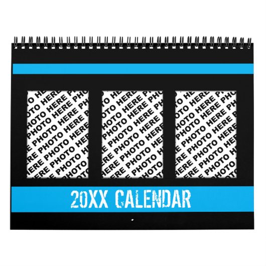 Ajouter 34 Photos Dans Un Calendrier Bleu Noir (Protection)