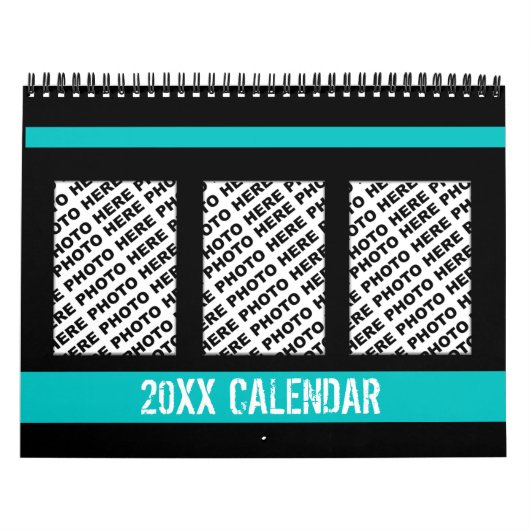 Ajouter 34 Photos Dans Un Calendrier Sarcelle Noir (Protection)