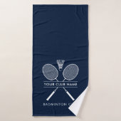 Ajouter Badminton Club Nom Raquettes Icône Marine  (Serviette de bain)