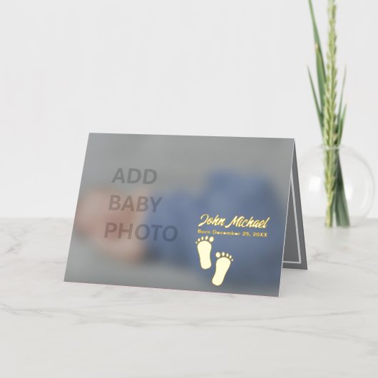 Ajouter Bébé Photo Gold Foil Carte pliée (Recto)
