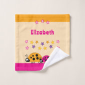 Ajouter des étoiles de nom coccinelles rose orange (Gant de toilette)