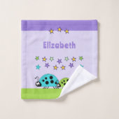 Ajouter des étoiles de nom coccinelles violet vert (Gant de toilette)