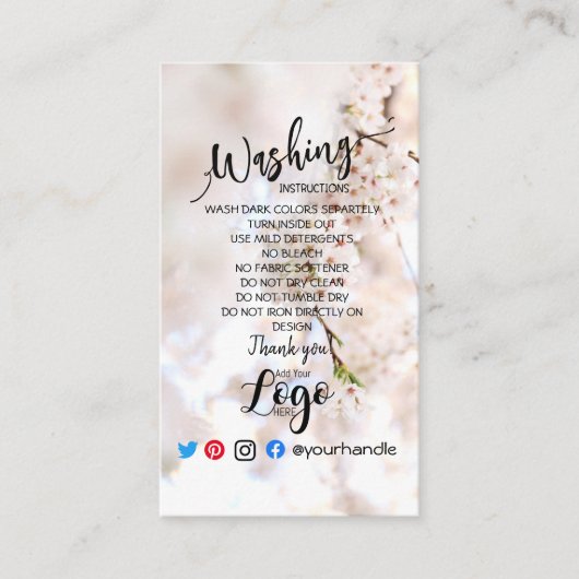 AJOUTER DES instructions de lavage LOGO CARTE CART (Devant)