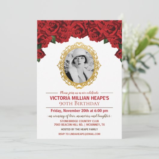 AJOUTER LA PHOTO - Invitation Rose Jalon Anniversa (Debout devant)