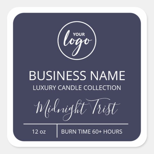 Ajouter le logo Étiquettes de bougie de soja bleu  (Devant)