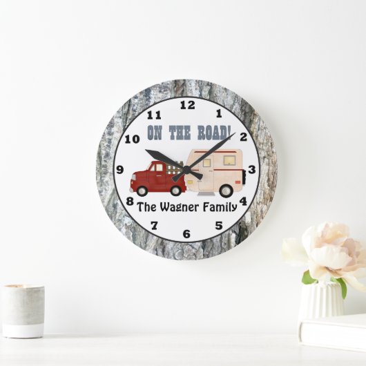 Ajouter le nom Camping camper horloge murale (Maison)