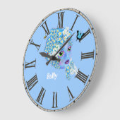 Ajouter le nom Flower Horloge fée, girly joli bleu (Angle)