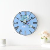 Ajouter le nom Flower Horloge fée, girly joli bleu (Maison)