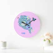 Ajouter le nom Flower Horloge fée, girly joli bleu (Maison)