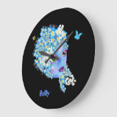 Ajouter le nom Flower Horloge fée, girly joli blue (Angle)