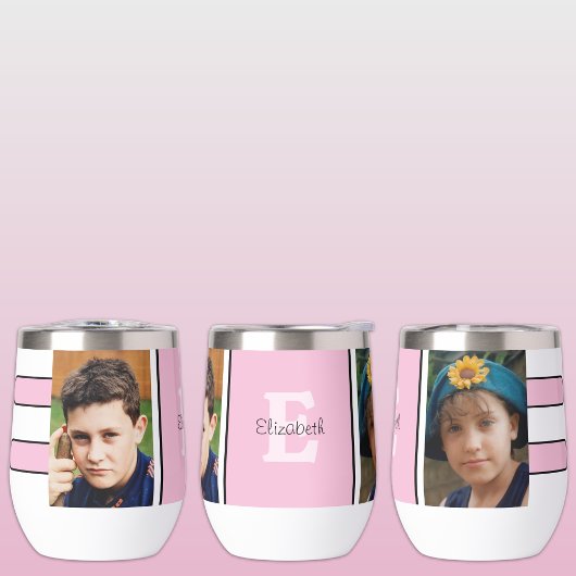 Ajouter le nom initial 2 photos rose