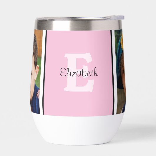 Ajouter le nom initial 2 photos rose (Gauche)