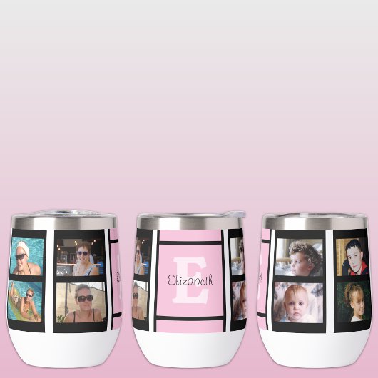 Ajouter le nom initial 8 photos rose et noir