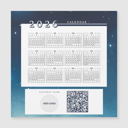 Ajouter Logo 2026 Calendrier Code QR Carte magnéti (Devant)
