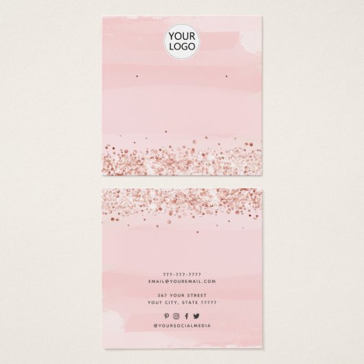 Ajouter Logo Blush Pink Bijoux d'oreille carte d'a (Devant & derrière)