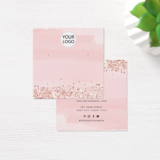 Ajouter Logo Blush Pink Bijoux d'oreille carte d'a (Bureau)