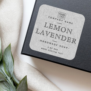 Ajouter logo carré texture papier gris étiquettes 