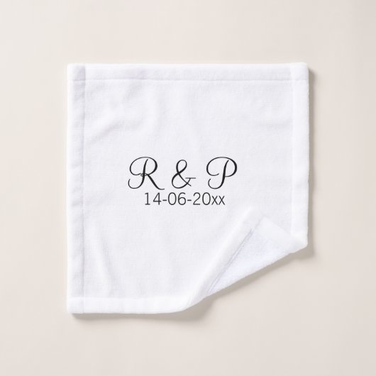 Ajouter monogramme du nom du couple ajouter date a (Gant de toilette)