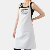 Ajouter Nom, Chef de Cuisine, tablier noir et blan (Insitu)