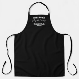 Ajouter Nom, Chef de Cuisine, tablier noir et blan