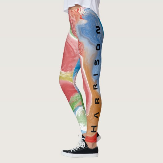 Ajouter Nom Leggings Aqua Rose Starburst Holograph (Gauche)