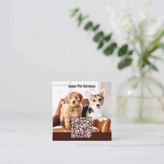 Ajouter Photo Custom Pet QR Code Carré Cartes de v (Debout devant)