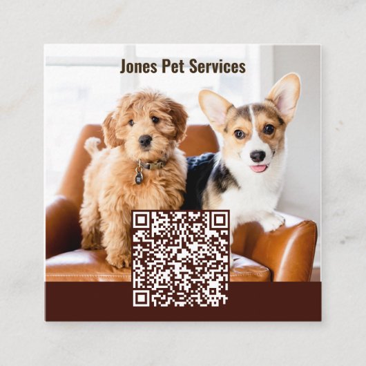 Ajouter Photo Custom Pet QR Code Carré Cartes de v (Devant)