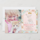 AJOUTER PHOTO - Cute Kitten Floral Invitation Anni (Devant)