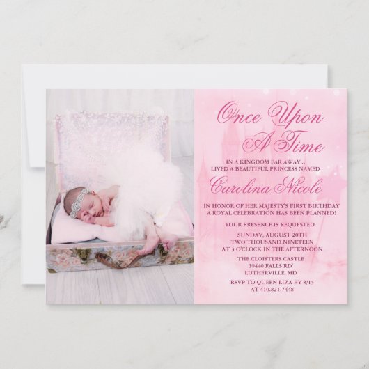 AJOUTER PHOTO - Invitation d'anniversaire de châte (Devant)