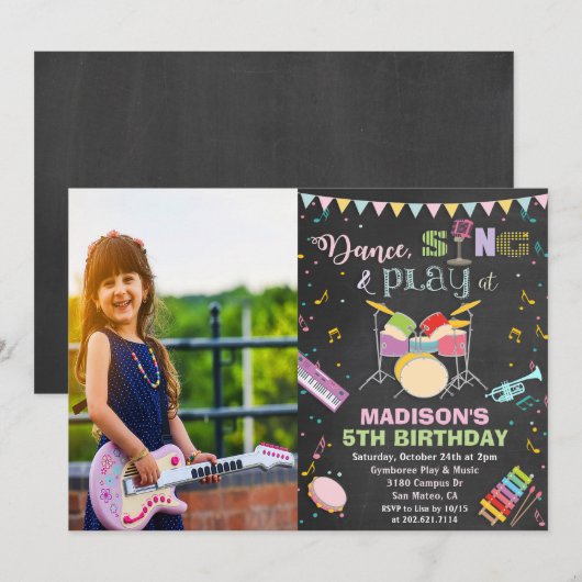 AJOUTER PHOTO - Invitation de Fête d'Anniversaire (Devant / Derrière)