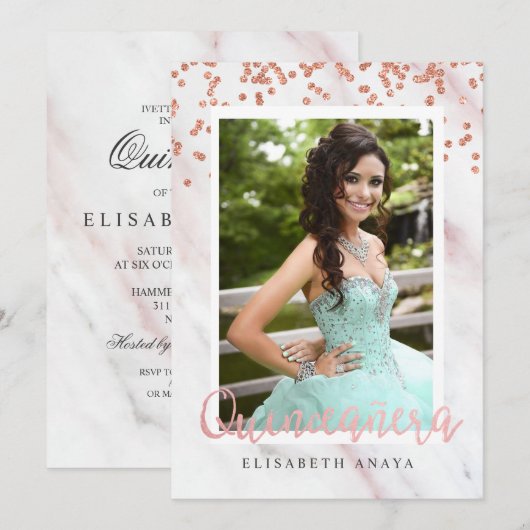 AJOUTER PHOTO - Invitation Moderne de Quinceanera (Devant / Derrière)