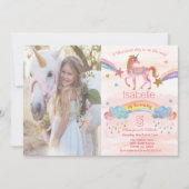 Ajouter Photo Rainbow Unicorn Invitation Anniversa (Devant)