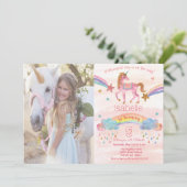 Ajouter Photo Rainbow Unicorn Invitation Anniversa (Debout devant)