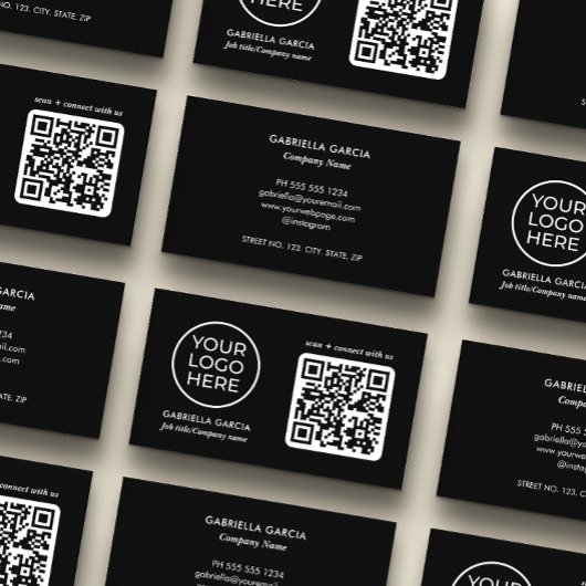 Ajouter un Carte de visite de logo noir de code QR