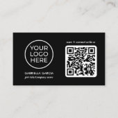 Ajouter un Carte de visite de logo noir de code QR (Devant)