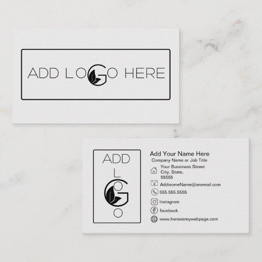 Ajouter un logo noir blanc Carte de visite simple (Devant / Derrière)