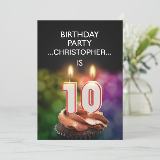 Ajouter un nom, 10e anniversaire fête Invitation (Debout devant)