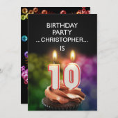 Ajouter un nom, 10e anniversaire fête Invitation (Devant / Derrière)